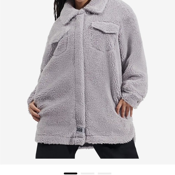 UGG Frankie Uggfluff Shirt Jacket Color: Cloudy Grey Size Small - Picture 7 of 7